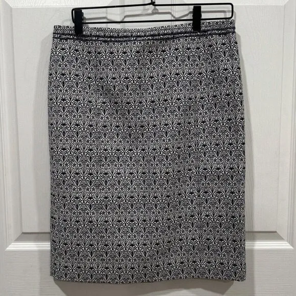 Women's Tory Burch Blue White Pencil Skirt Formal Geometric Size 6
