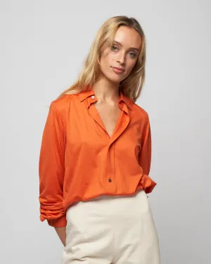wool jersey shirt - knit papaya