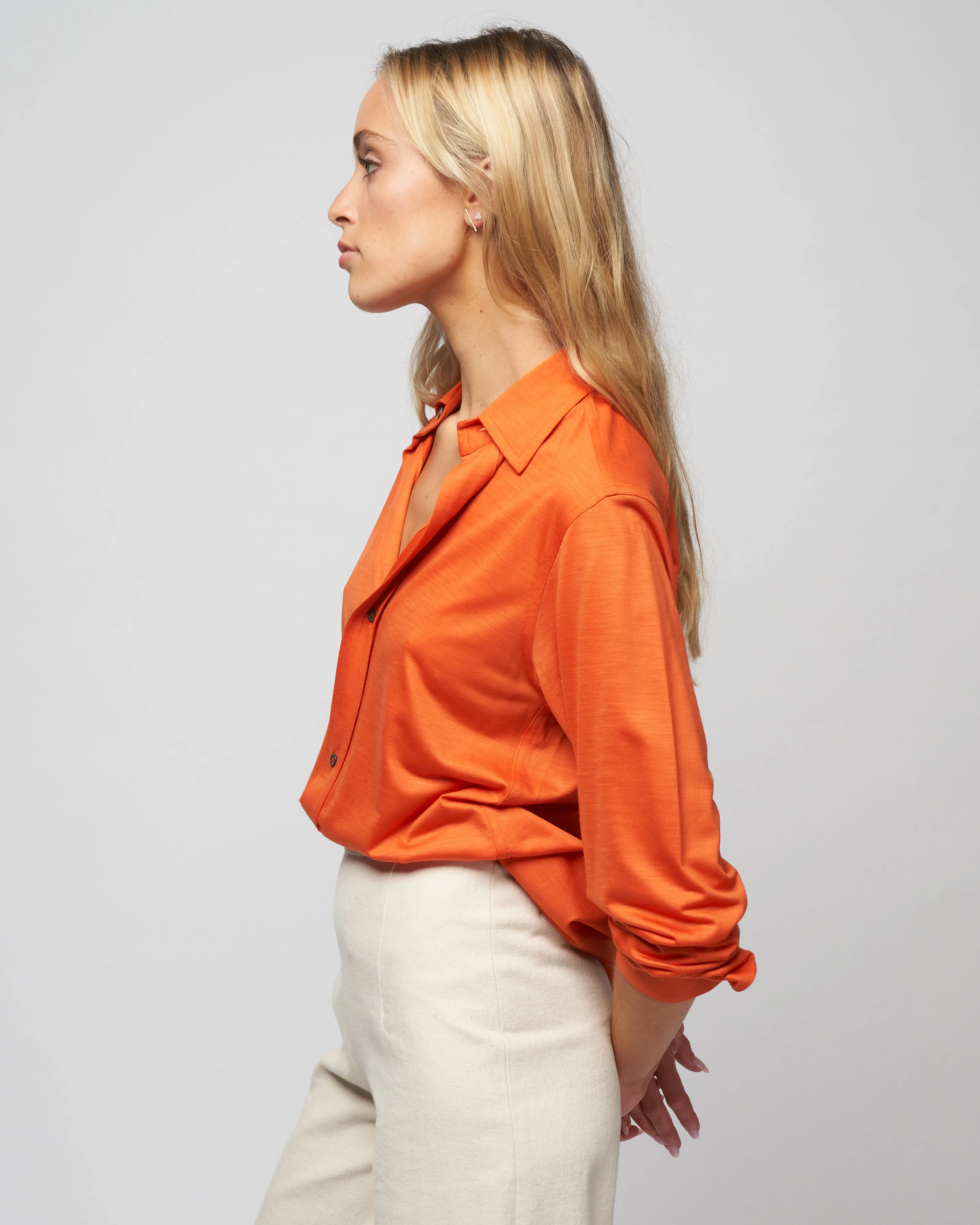 wool jersey shirt - knit papaya