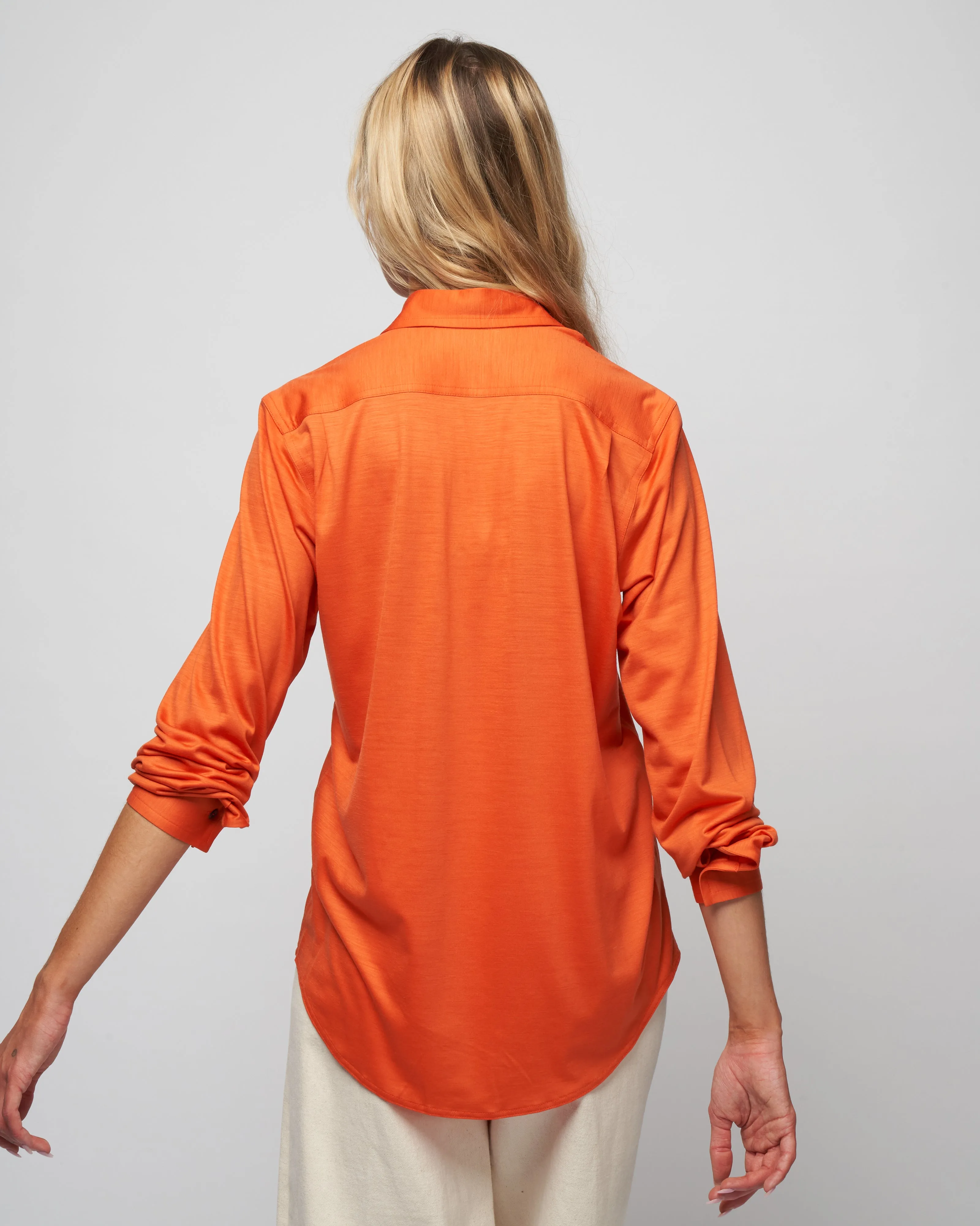 wool jersey shirt - knit papaya