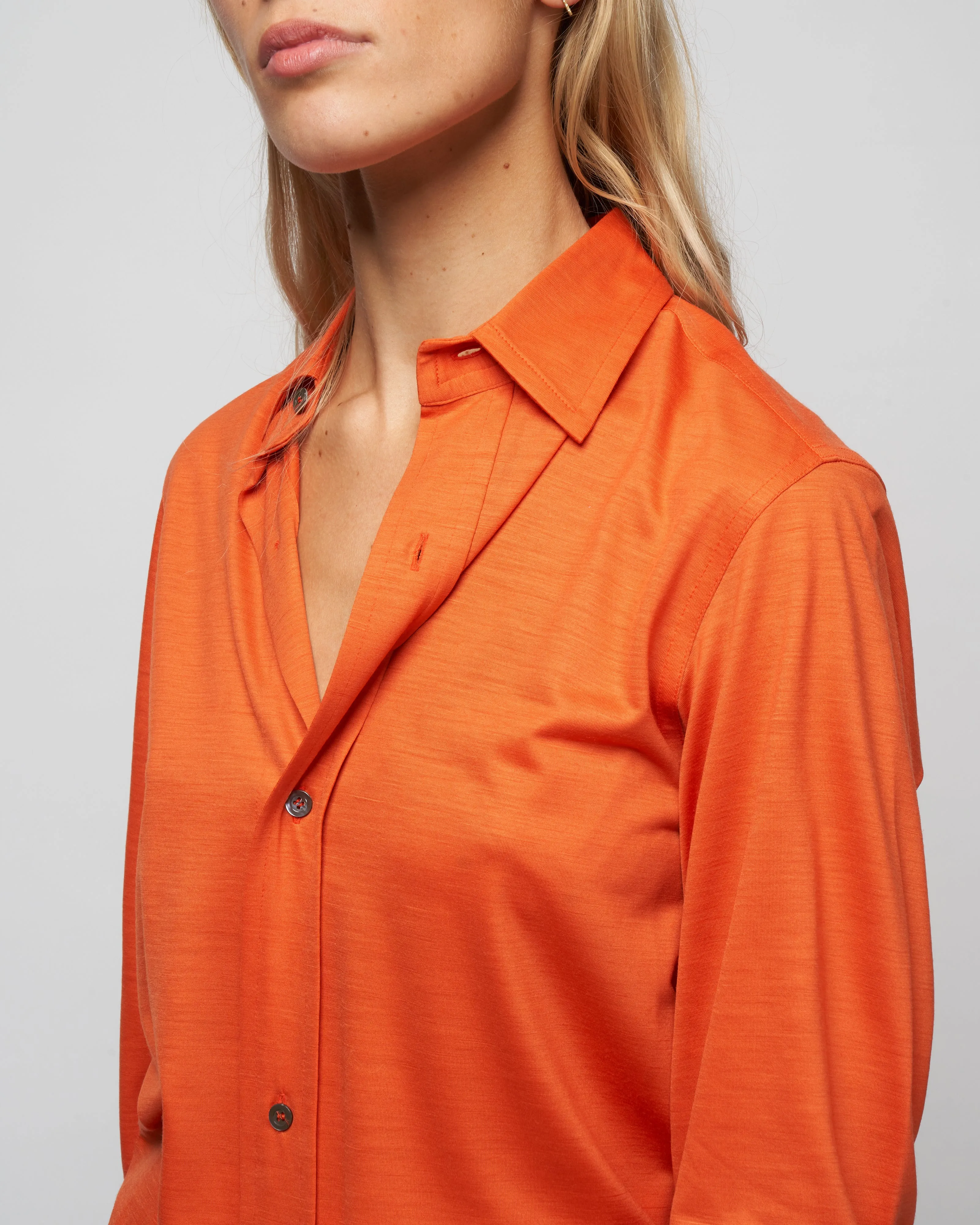 wool jersey shirt - knit papaya