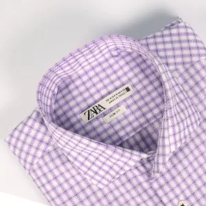 ZR Lavendar & White Checkered Shirt