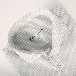 ZR Light Grey & White Striped Shirt