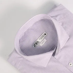 ZR Light Purple & White Pin Stripes Shirt