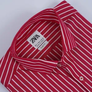 ZR Men Red  & White N Stripes Shirt