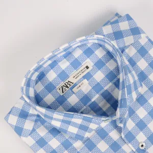 ZR White & Blue Gun Club Check Shirt