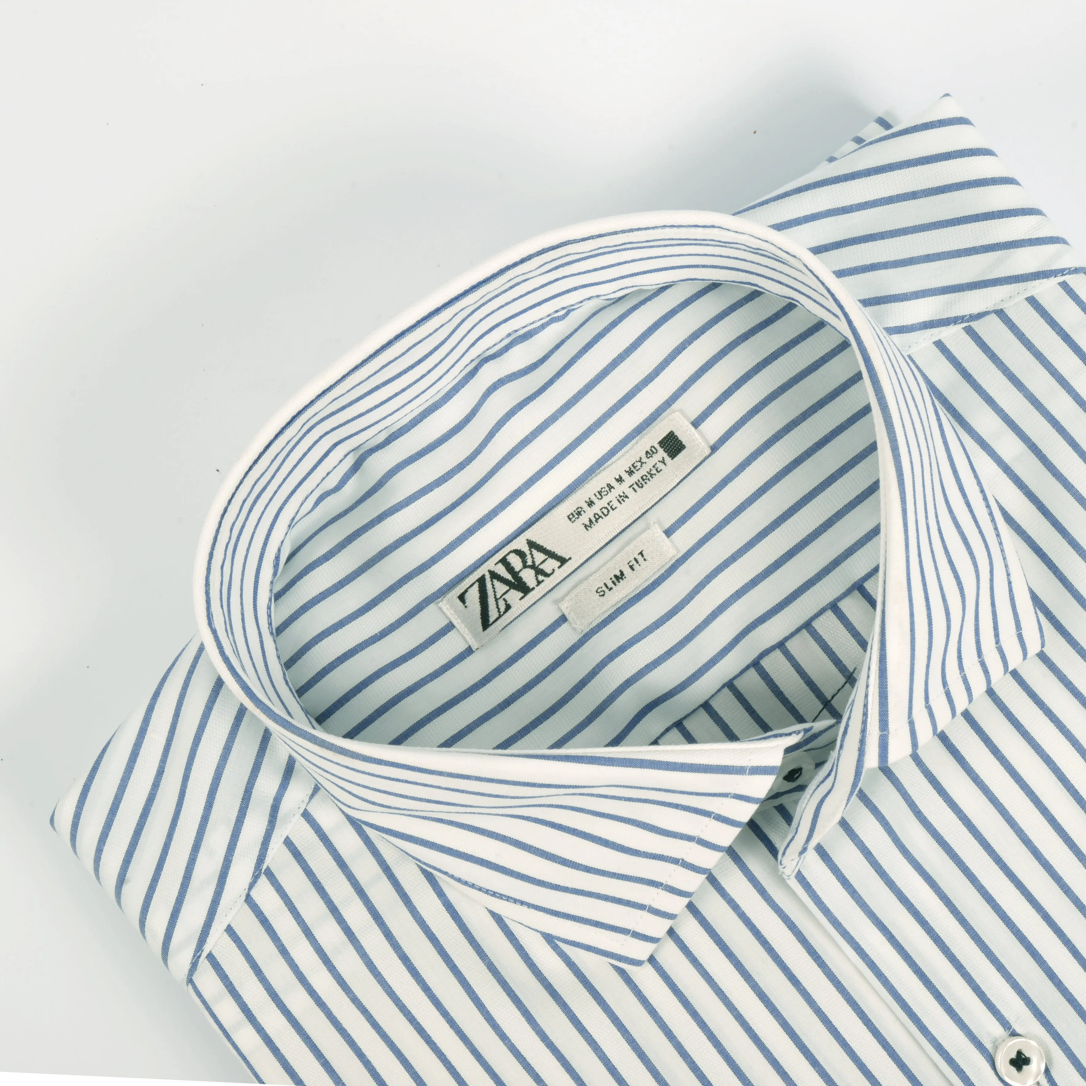 ZR White & Blue Narrow Stripes Shirt